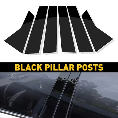 Fit Honda 2018-2021 Accord Black 6pc Set Pillar Posts Cover Door Glossy Trim Kit - Imagem 1 de 4