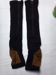 2 Pairs Zip-Up Easy On Compression Open Toe Socks Unisex 20-22 mmHg, Black - Picture 1 of 5