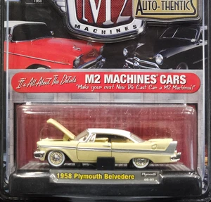 M2 Machines 58 1958 Plymouth Belvedere Auto-Thentics Mopar Car R07 09-07 Yellow - Picture 1 of 2