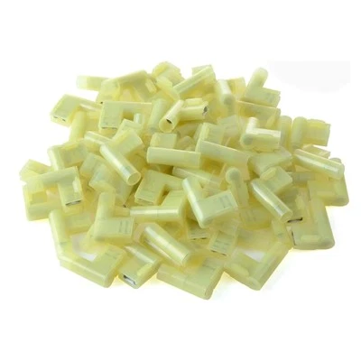 12/10Ga 100Pc 90 Degree Yellow Female Flag Spade Terminals Installation Solution - Image 1 of 2