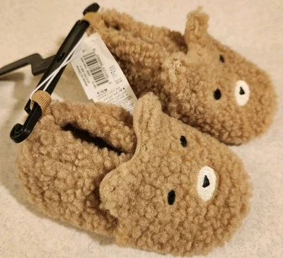 Old Navy Unisex Baby 6-12 MONTHS Brown Bear Booty Slippers #32025 - Image 1 of 3