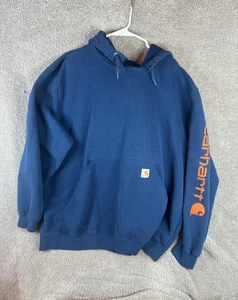 Carhartt Hoodie Sweatshirt Herren 3XL Navy Blau Original Fit Logo Ärmel Pullover - Bild 1 von 10