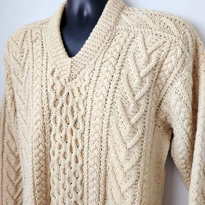 Suéter De Colección Saks Fifth Avenue Lana Aran Pescador Hecho en Irlanda Necesita Reparación - Imagen 1 de 11