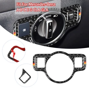 Borde de botón interruptor de faro de fibra de carbono para automóvil Mercedes Benz C W204 CL/GLA - Imagen 1 de 8