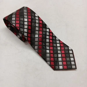 Croft & Barrow Men's Silk Tie 58" X 3.5" Black Red Geometric - Picture 1 of 4