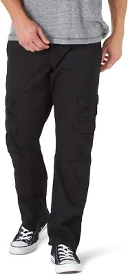 Wrangler Authentics Men’s Twill Relaxed Fit Cargo Pant 36W x 32L, Black  - Imagem 1 de 4