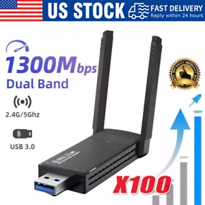 USB 3.0 Wireless WIFI Adapter 1300Mbps Long Range Dongle Dual Band Network lot - Picture 1 of 24