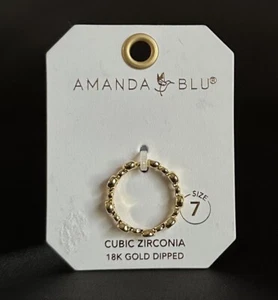 Amanda Blu Round Bezel Set Eternity Ring - Size 7 - CZ 18k Gold Dipped - Picture 1 of 4