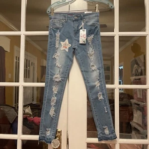 NWT Teen G's Girls Distressed Denim Skinny Jeans sz 10 Ret $39.99 - Picture 1 of 9