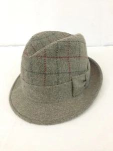 Adam Fifth Avenue New York Mens 7 Green Plaid Wool Mohair Vintage Fedora Hat - Picture 1 of 12