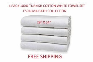 3er Pack 100 % türkische Baumwolle Badetuch Set 54" x 28" weiß ESPALMA COLLECTION - Bild 1 von 1