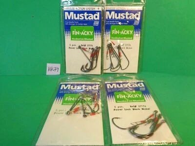 Mustad Finesse Action Power Lock Hooks Size 4 #37176, 4 Pks/20 Total Hooks (New) - Image 1 of 4