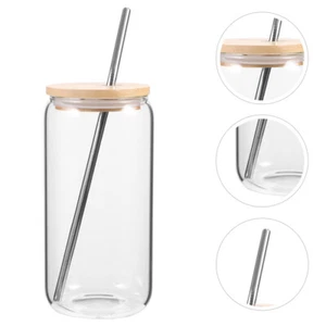 1 Set Beverage Water Cup Transparent Tea Coffee Cup Glass Juice Cup Milk Cup - Picture 1 of 12