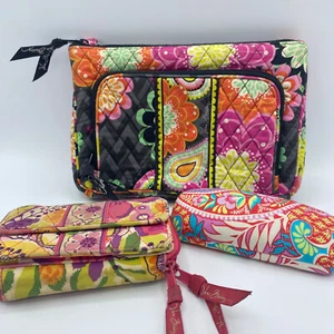 Vera Bradly lot of 3, purse, wallet & glass case, fun patterns bright colors - Picture 1 of 12