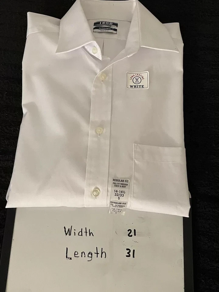 IZOD All-Over Stretch Men's Blue Short Sleeve Shirt 17-17 1/2 XL Regular Fit