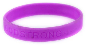 8010004 Set of 3 Purple Adult God Strong Godstrong Silicone Band Eph 6:10-11 - Picture 1 of 1