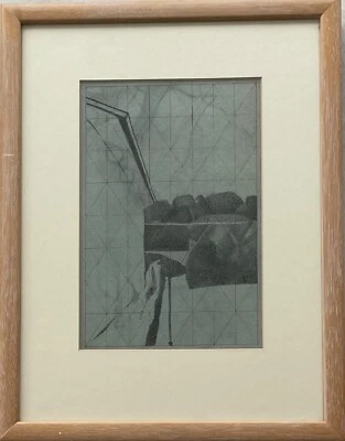 John Dodgson (1890-1969) "Woman, House, Garden" ink drawing squared for transfer - Image 1 of 4