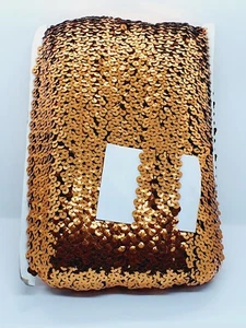 1m orange gold Sequin Stretch Elasticated 40mm Trim Sewing Craft Costume braid - Picture 1 of 1