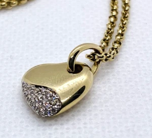John Hardy 14K Gold and Diamond Pebble Heart Necklace - Picture 1 of 10