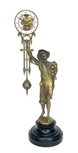 German Style Brass Onion Boy Swinging Swinger Clock with 8 Day Skeleton Movement - Picture 1 of 7