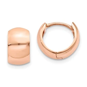Real 14kt Rose Gold Round Hinged Hoop Earrings - Picture 1 of 6