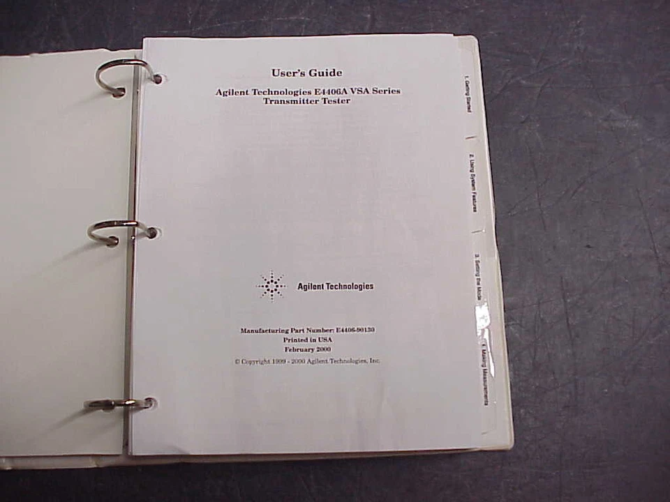 Agilent E4406A VSA SERIES USER GUIDE FOR TRANSMITTER TESTER MANUAL - Image 1 of 4