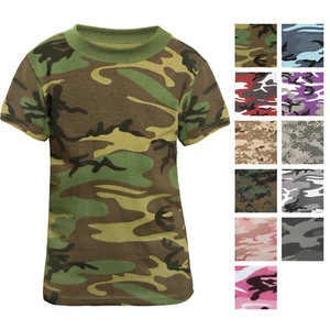 Kids Camo T-Shirt Short Sleeve Military Tee Army Childrens Youth Shirt Top - Picture 1 of 42