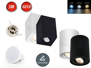 Aufbau Leuchte Strahler Deckenleuchte Ø80mm Aufbauspot LED GU10 5W Leuchtmittel - Picture 1 of 5