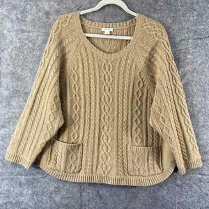 Granet Hill Pullover mittelhellbraun Kabelstrick Langarmtasche - Bild 1 von 7
