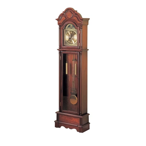 Old Style Wooden Grandfather Clock With Chime, Brown- Saltoro Sherpi Cover