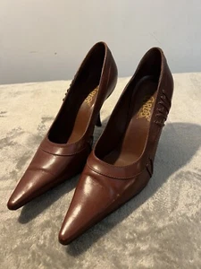 Vtg Carlos by Carlos Santana 6.5 Gift Heels Women's Tan Leather Y2k Fairy Office - Picture 1 of 12