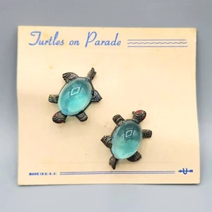 Vintage NOS TURTLES ON PARADE Uncas Blue Lucite Jelly Belly Scatter Pins - Bild 1 von 9