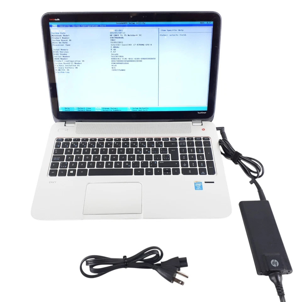 Hp Envy TS 15 15.6" TouchSmart Laptop i7-4700MQ 8GB No HDD Boots to Bios H3257 - Image 1 of 4