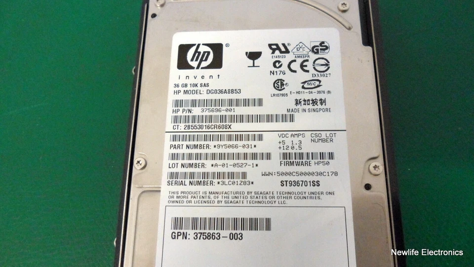HP DG036A8B53 36GB 10,000 RPM 2.5 in. SAS HDD 375696-001 - Image 1 of 4