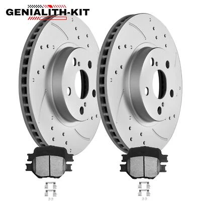 Front Drilled Disc Brake Rotors + Brake Pads for 2005 -2008 2009 2010 Scion tC - Image 1 of 4