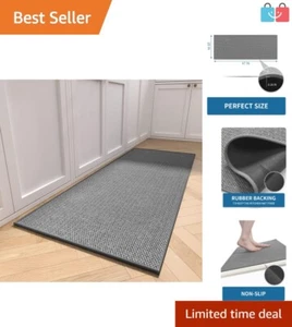 Durable Washable Kitchen Mats - Non-Slip Dark Grey Runner for Safe Cooking - Picture 1 of 8