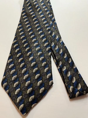 Geoffrey Beene Men's Accessory Tie Necktie Silk Blue Gray Charcoal Abstract - Image 1 of 3