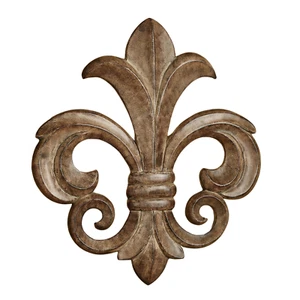 Louis VII Traditional Fleur de Lis Wall Plaque - Aged Brown - French Art Decor - Picture 1 of 3
