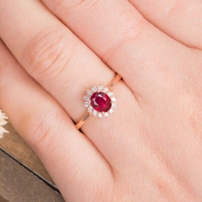 925 Sterling Silver Pink Ruby Lab Created Solitaire Women Ring Duty Free - Image 1 of 4