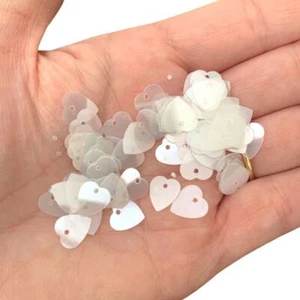 5g of Wedding Party, glitzy table celebration sequin confetti, Ivory Hearts - Picture 1 of 2