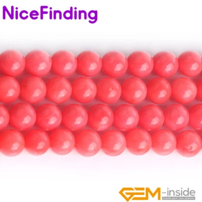 Cuentas redondas de piedra coral rosa naranja para hacer joyas cuentas sueltas de piedras preciosas 15" Foto 1 de 4