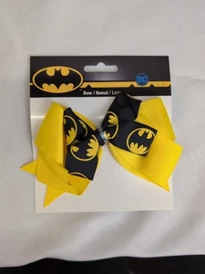Wrights DC Comics Grosgrain 1" Ribbon Hair Bows-Batman Logo Yellow Black NEW - Picture 1 of 2