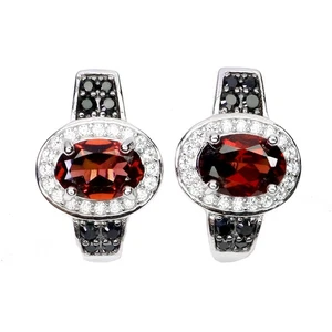 925 Sterling Silber Ohrringe oval Mosambik Granat Spinell Edelstein Schmuck - Bild 1 von 14