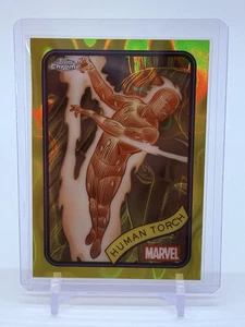 2025 Topps Chrome Marvel #40 Human Torch Yellow Lava Refractor Fantastic Four SP - Picture 1 of 2