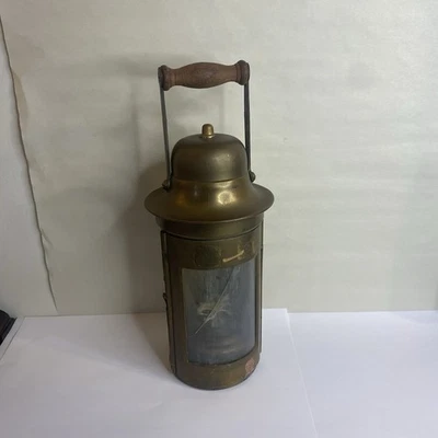 Antique Sherwoods Limited Brass Binnacle Oil Lantern Lamp, Brass, Maritime Crack - Image 1 of 4
