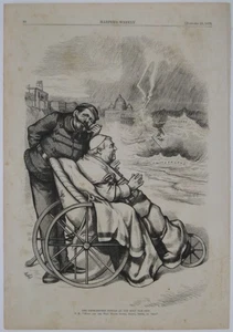 Original 1873 THOMAS NAST Antikatholische Karikatur Etiketten Papst "Ungeschützte Frau" - Bild 1 von 10