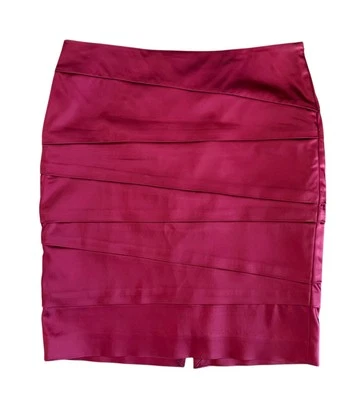 White House Black Market WHBM Burgundy Satin Pencil Skirt Formal Women’s Size 10 - Image 1 of 4