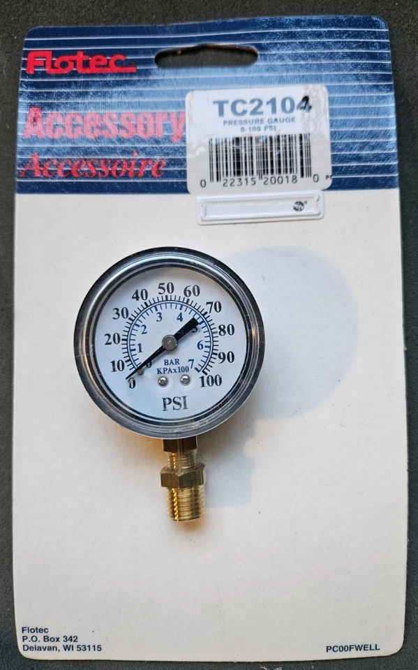 Accesorio bomba pozo Flotec TC2104 0-100 PSI manómetro, nuevo en paquete. Foto 1 de 1
