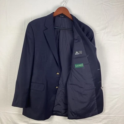 Chaqueta Blazer Lauren Ralph Lauren Hombres Azul Marino Mezcla Lana Botón Dorado Italia Foto 1 de 4