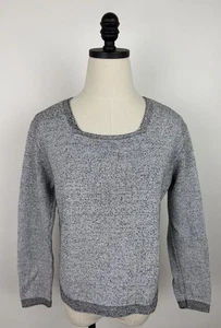 Vintage 90s Sweater Womens Medium Heathered Black Square Neck Pullover Minimal - Picture 1 of 13